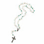White rose bead rosary crucifix Jerusalem Cross Holy Land prayer card - Marina Jewelry