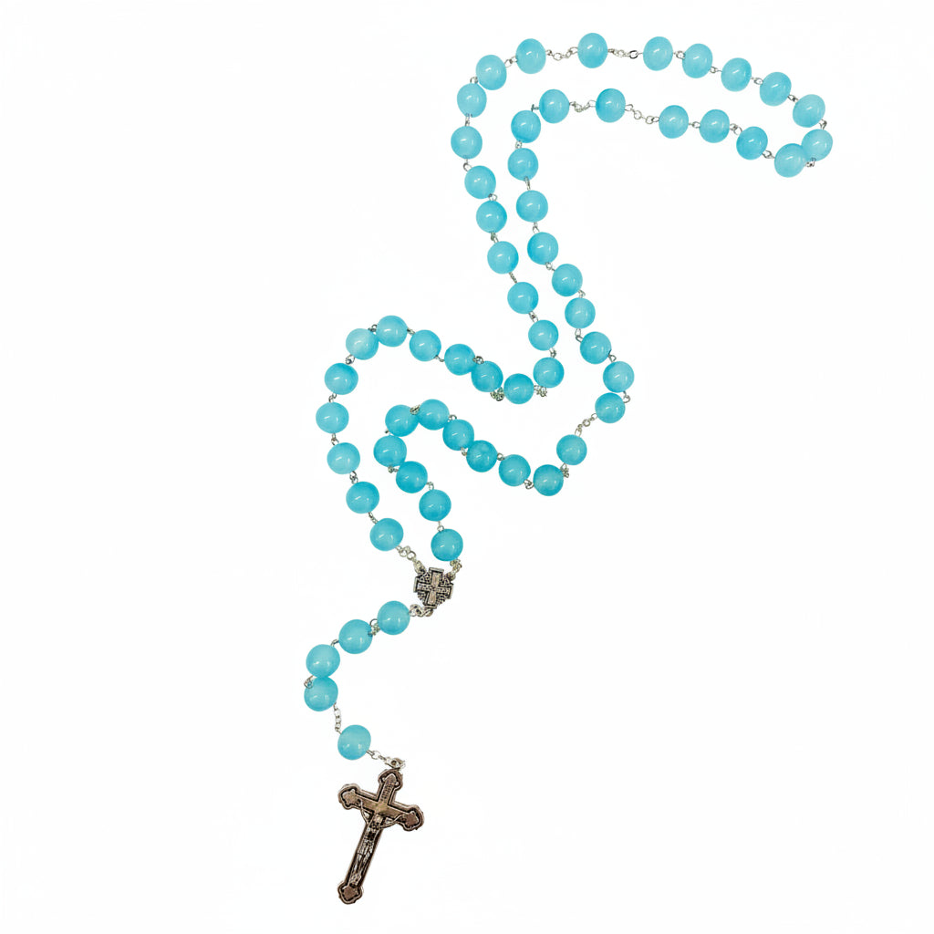 Trinity Cross medal rosary Jerusalem prayer card set Holy Land - Marina Jewelry