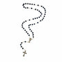 Black glass bead rosary First Communion crucifix Holy Land - Marina Jewelry