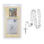 Crystal glass Aurora Borealis rosary Holy Land prayer card - Marina Jewelry
