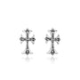 Marcasite Gothic Cross Stud Earrings - Sterling Silver - Marina Jewelry Holy Land