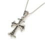 Ornate Gothic Fleur Cross Pendant Marcasite Sterling Silver Holy Land - Marina Jewelry