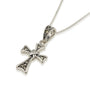 Cross Pendant Marcasite Tapered Arms Sterling Silver Holy Land - Marina Jewelry
