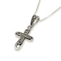 Cross Pendant Marcasite Lobed Tip Sterling Silver Holy Land - Marina Jewelry