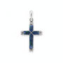 Eilat Stone Marcasite Bar Cross Pendant Large - Sterling Silver 925, Holy Land - Marina Jewelry Holy Land