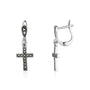 Marcasite Cross Drop Earrings Sterling Silver Holy Land — Marina Jewelry